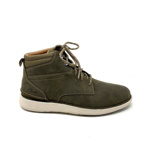 Clarks Larvik Mid Olive Leather Boots - Picture 1 of 10
